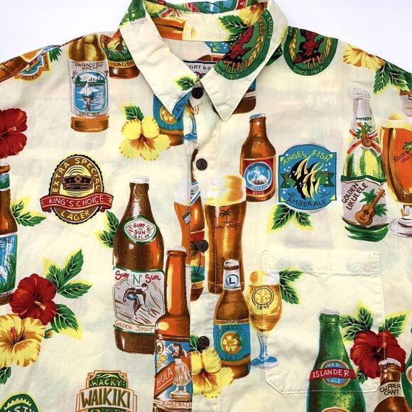 Other - Straight Down Men's Short Sleeve Button Up XL Multicolor Hawaiian Hula Beer Surf